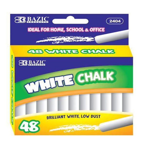 BAZIC Dustless White Chalk (24/Box) Bazic Products